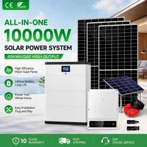 Complete Off-Grid Hybrid Monocrystalline Silicon Solar Panel Power System Kits PWM for Household Use 5Kw 10Kw Ground Mounting