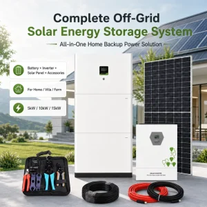 Complete Off Grid Solar Power System with Solar Panels Inverter and Lithium Battery Storage for Home