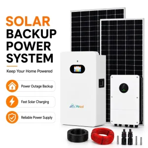 Complete Solar Energy Storage System with Hybrid Inverter MPPT Controller LiFePO4 Battery Solar Panels Home Backup Power Use