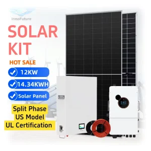 Complete Solar Kit 12KW Monocrystalline Split Phase Hybrid MPPT Inverter 14.34KWH 51.2V Lithium Ion 585W Home