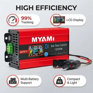 Controlador De Carga Solar MPPT Solar Boost Charge Controller 1200W 48V/60V/72V 30A PV Current Input 15A Charge Current