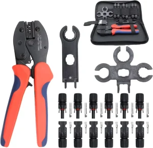 Crimping Pliers Tool Kit Solar Crimper Steel Male Female Solar Panel Cable Connectors for DIY Repairing RV Boat Off Grid System