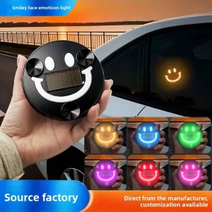 Cross border Foreign Trade Car Solar powered Triangular Window smiley Face Ambient Light Interior Decoration smiley Face Neon Li