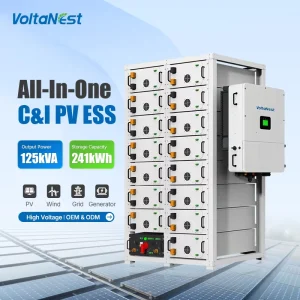 Custom 125kW 200-241kWh LiFePO4 off Grid Solar Storage Integrated High Voltage Rack ESS Commercial Battery Storage