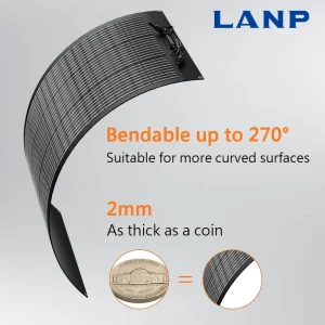 Custom 200 Watts Flexible Solar Panel 200W Monocrystalline IP68 Lightweight Waterproof Panels for Roof Commercial RV Car Boat