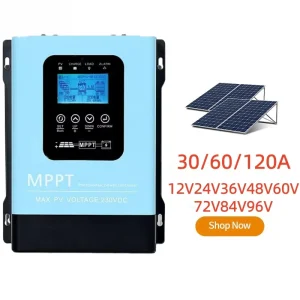 Custom 30A/60A/120A MPPT Solar Charge Controller 230VDC 12V-96V Grid RS485 Lighting Controller 96.5%-99% Efficiency Home Use