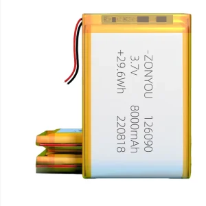 Custom 8000mAh 126090 Pouch Cell 3.7V Lithium Polymer Batteries 12 Months Warranty for Portable Electronics Solar Light