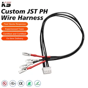 Custom JST PH Wire Harness 2.0mm Pitch 2 Pin Connector Assembly for Battery Pack Solar Light Electronic Cable