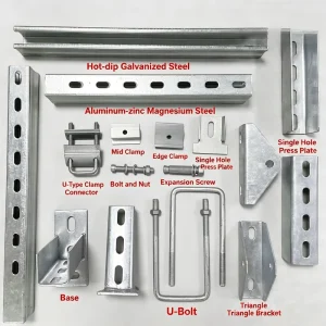 Customizable Length Easy Installation Hot-Dip Galvanized Roof Mounting System Solar Panel Rail Photovoltaic Support Brackets