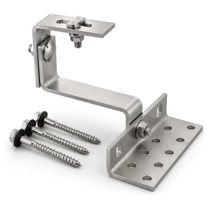 Customized Anodized Aluminum Straight Adjustable Solar PV Roof Hook with Stainless Steel Bolts Mounting Accessories