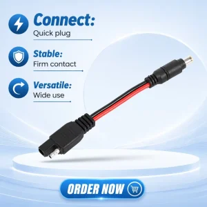 DC to SAE Plug Power Extension Cable 15A Connector for Motorcycle Solar Panel Charger