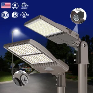 DLC ETL Outdoor All-in-One LED Shoebox Street Light with Photocell, 100W-400W