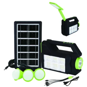DT-9068S Portable DC Solar Lighting System Lead-Acid 3 LED Bulbs MPPT Controller Polycrystalline Panel 110-240V Output Home