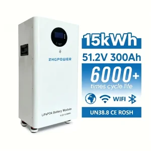 Deep Cycle 15kWh 51.2V 300Ah LiFePO4 Battery Pack with CAN/RS485 Communication for Solar Hybrid Inverter Systems