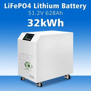 Deep Cycle 32kWh LiFePO4 Battery System with Smart BMS for Residential Solar Energy Storage Use