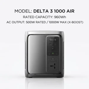 Delta 3 1000 Air Portable Solar Generator for Home Backup Emergency Outdoor Camping or Travel Portable Power Station EU
