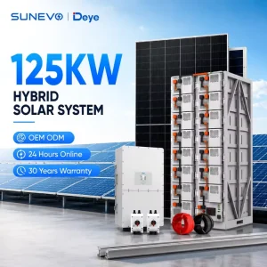 Deye Commercial Industrial Hybrid Solar Energy System 125kW 200kW 500kW Integrated With LiFePO4 Battery Mono Panel Complete Kit