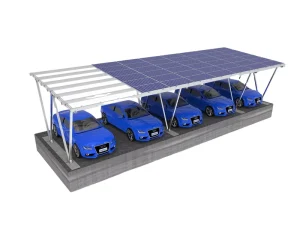 Double Parking N-Type Solar Panel Carport Framework Three Column Ground Solar Mounting Solution