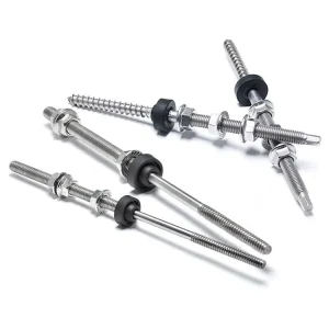 Double Threaded SUS304 Metal Roof Solar PV Hanger Bolts with Locking Nuts Customized Size