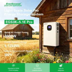 Durable Solar 3K 5.1E Pro 60A PV+60A AC Wall Auto Switch LFP Hybrid Solar Energy Storage System for Cabins Off Grid Solution