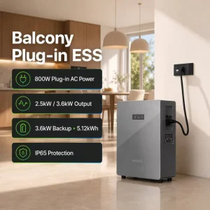 Dyness Aquavolt 5.12kWh Balcony Battery 8000 Cycles AI Smart Control Plug in Home Solar ESS
