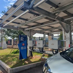 EC01 EV 10 kW Aluminum Solar Carport Structure with 44 Panels, Anodized Surface