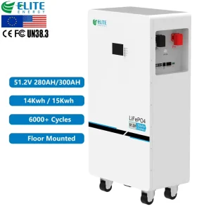 ELITE ESS 51.2V 300Ah 15kWh Lifepo4 Lithium Ion Battery Stackable Floor Mounted Home Energy Storage System CAN Solar Batteries