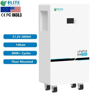 ELITE Lifepo4 Floor Battery 48V BMS Solar Lithium Battery 51.2V 280Ah 14Kwh Home Energy Storage System Battery Vertical Moveable