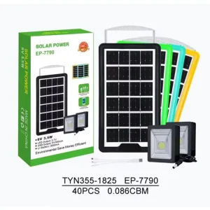 EP-7790 Mini Home Lighting System 6v 3.5w Indoor Emergency Solar Kit 2pcs Floodlight Support Output Charged Phone Garden IP5