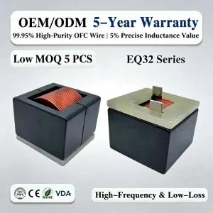 EQ32 Flat Wire High Current Power Inductor 5uH 47uH 75A 180A 0.9mohm DCR For Solar Inverter EV Charger Server PSU