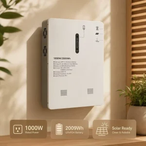 ESS 1000W 2009Wh Wall Mounted Solar Battery Storage LFP 8000 Cycles Pure Sine Wave MPPT 13 55V Home Backup
