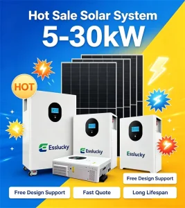 ESSLUCKY 10KW 多晶硅太阳能系统逆变器高效锂电池 MPPT 控制器屋顶安装家用 U 型