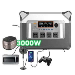 EU 230V Home UPS 3000W Solar Generator Portable Power Station LiFePO4 Battery MPPT Flashlight for Camping Emergency