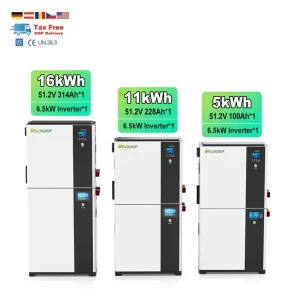 EU LiFePO4 10KWH 11KWH 16KWH Stackable Battery Home Energy Storage 6.5kw All in One Inverter Wall Mount Lithium Ion Battery