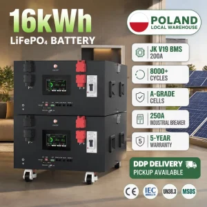 EU Polski Stock Lifepo4 Marko Tested 51.2V 314ah 16S 16kwh JK V19 BMS Magazyny Energii Completed Home Off grid Solar PV Battery