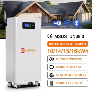 51.2V 15kWh 8000 Cycles Mobile Lifepo4 Lithium Solar Battery 300Ah Lithium Solar Battery Home Energy Storage System