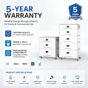 EU Stock 48V 6KW 12KW Hybrid Solar Inverter Stacked Inverter Storage Integrated Unit with 51.2V 314Ah Home Energy Storage
