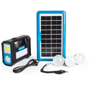 Emergency Portable Solar Lighting Kit with Phone Charging, EU Plug, 3 Bulbs, Indoor Home Use