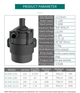 Energy Price Dmx512 Circulation Hot Water 12V Spa Wave Dishwasher BLDC Pump Motor Dc Submersible Pump