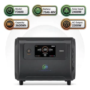 F3600 Portable Solar Generator 3.6kWh Station 3600W AC Output Pure Sine Wave LiFePO4 Battery External Battery For Car Compatible