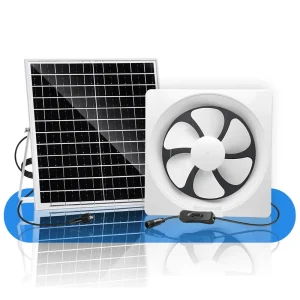FX-12C+17W 12-Inch Solar Exhaust Fan 12V 17W White Plastic Square for Yard Garage Balcony