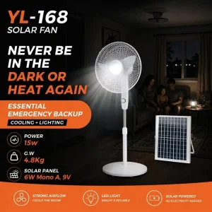 Factory 16 Inch Solar Electric Fan DC Standing Fan with Panel OEM ODM Portable Oscillating Stand Fan YL 168