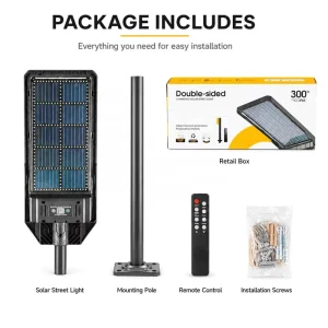Factory 300W Outdoor Solar Street Lamp with Human Body Sensing and Intelligent Control for Parks and Courtyards