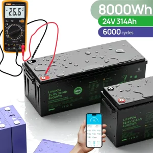 Factory Direct 314Ah 24V LiFePO4 Solar Lithium-Ion Battery Pack 5kWh 8kWh with Built-in BMS and Bluetooth