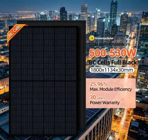 Factory Direct BC Type High Efficiency Solar Panels 500W 510W 520W 530W for Hybrid Inverter and Solar Power Systems