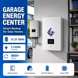 Wall Mounted Solar Battery 51.2V 100Ah for Small Business Backup