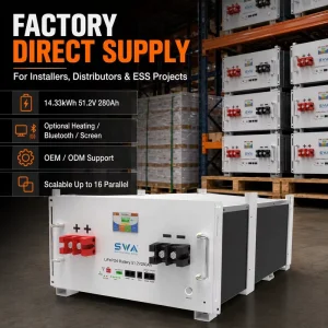 Factory Hybrid Grid Solar System 48300 51.2V 280Ah Lithium Battery with 10 Year Warranty for Home Appliances Energy Storage