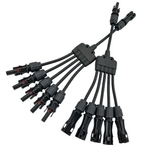 Factory IP67 1000V 1500V Y Branch 5 in 1 Waterproof Male and Female Plug Socket TUV Solar Cable Photovoltaic PV Connector