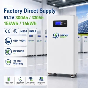 Factory Price 51.2V 100Ah 200Ah 300Ah 330Ah 16kWh 48V Lithium Battery Rechargeable LiFePO4 Off-Grid Solar Energy Storage Battery