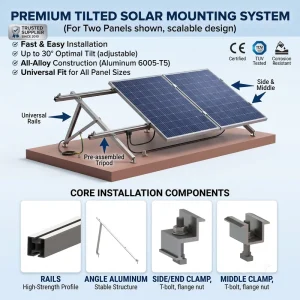 Factory Price Rooftop Steel Flat Roof Solar Mounting Brackets Concrete Foundation Solar Panel Racking Systems Support Structure